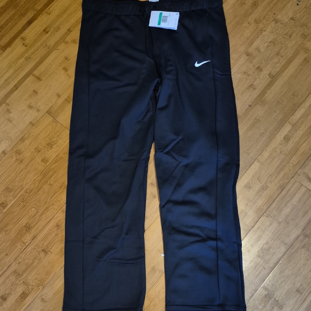 Nike Black Straight-Leg Women's Pants with White Swoosh